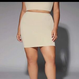 Tan mini skirt
